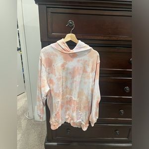 Aerie cozy soft oversized lightly tie dyed white, pink and orange size small